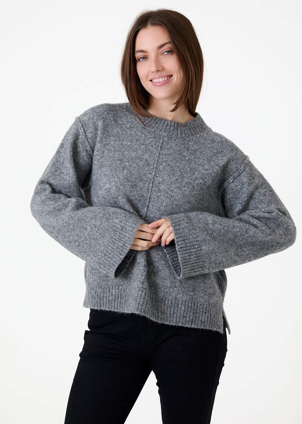 Crew Neck Seam Detail Jumper