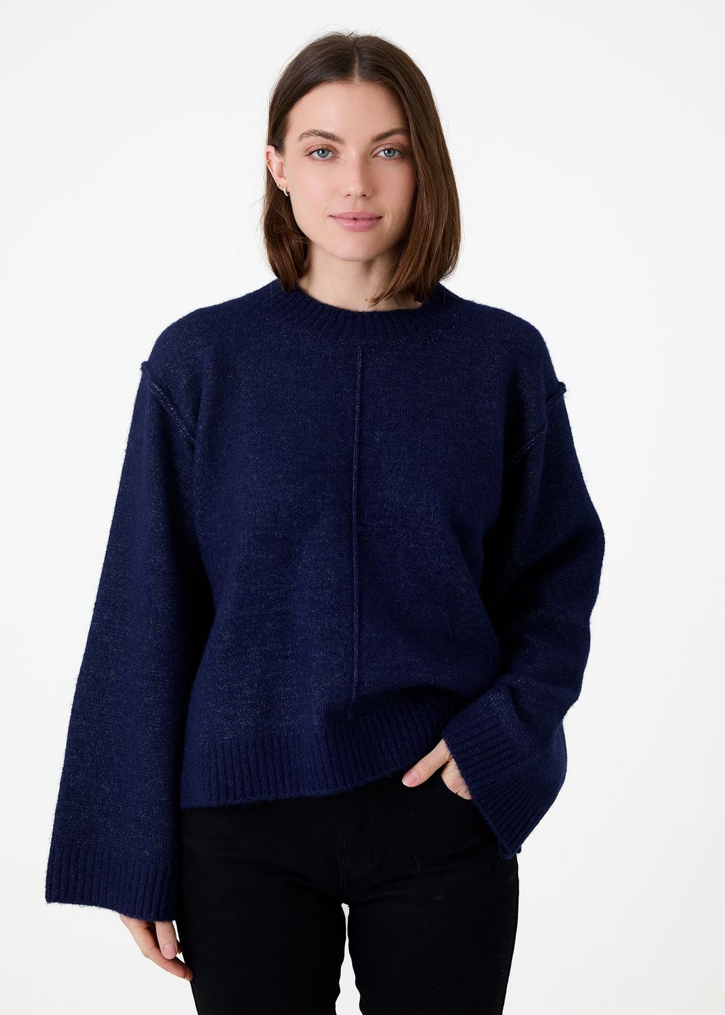 Crew Neck Seam Detail Jumper