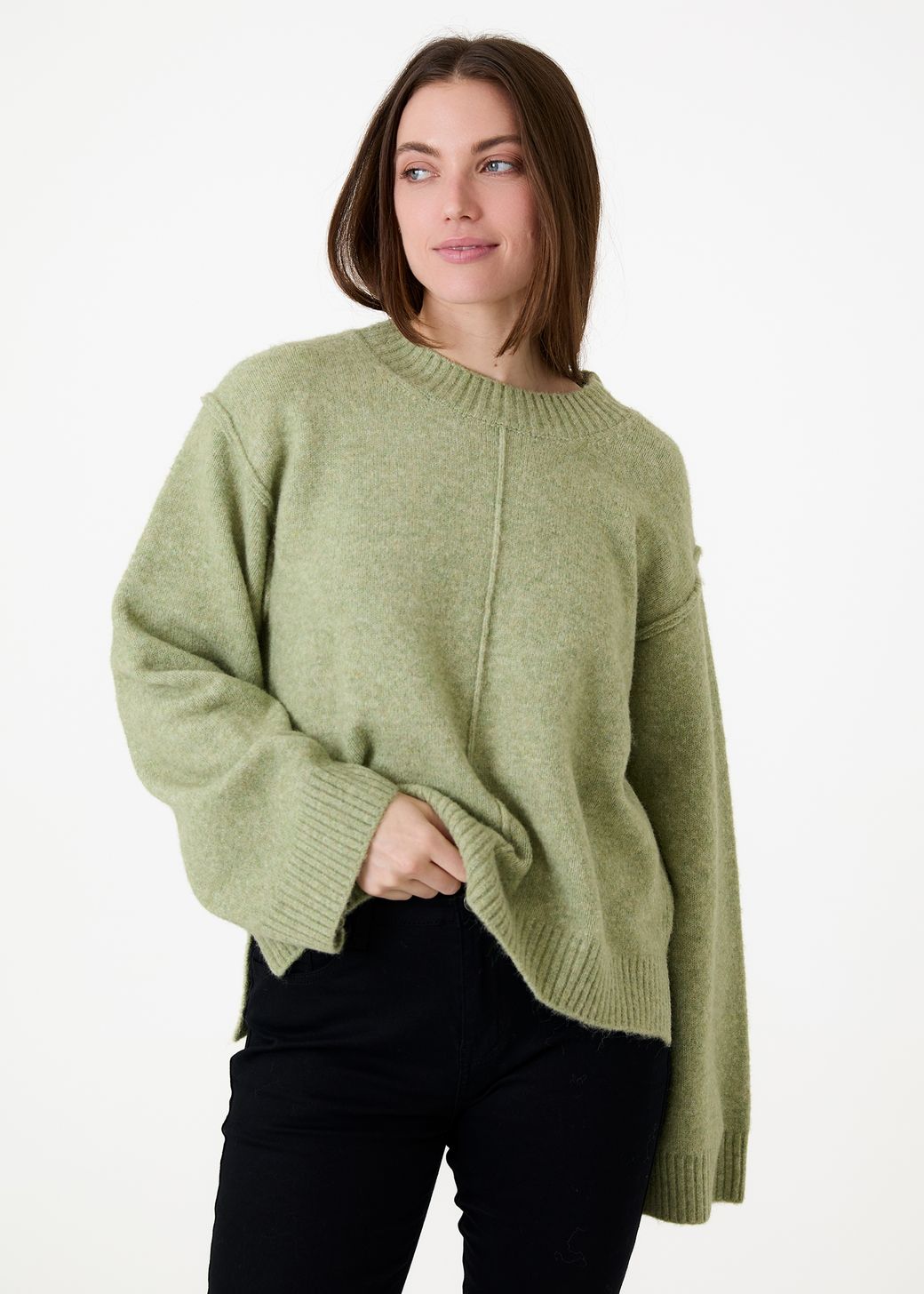 Crew Neck Seam Detail Jumper