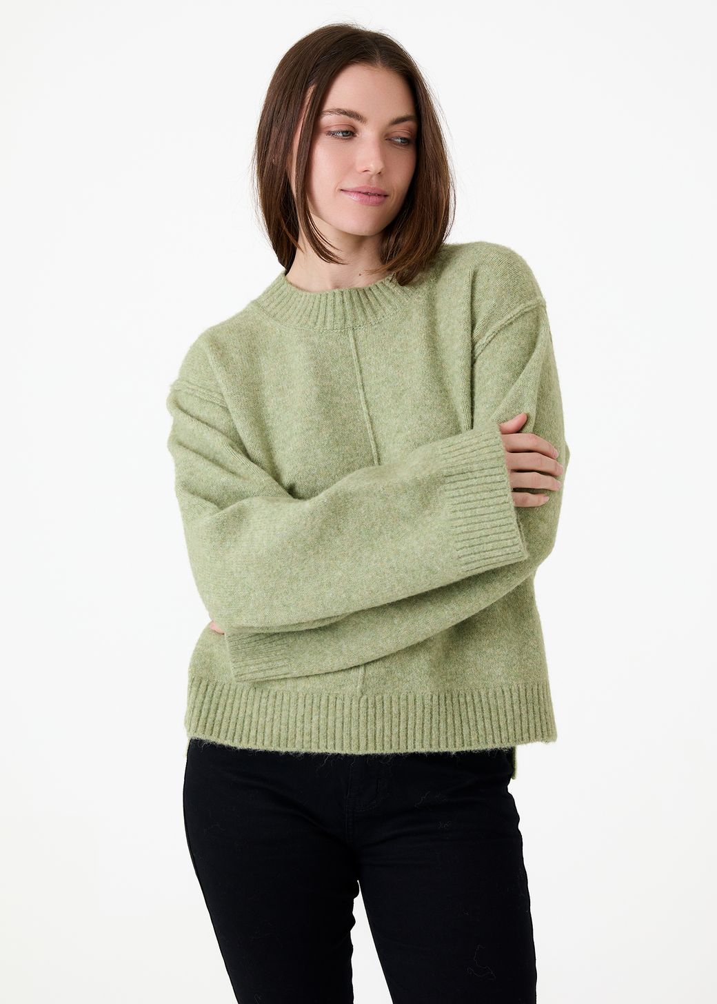 Crew Neck Seam Detail Jumper