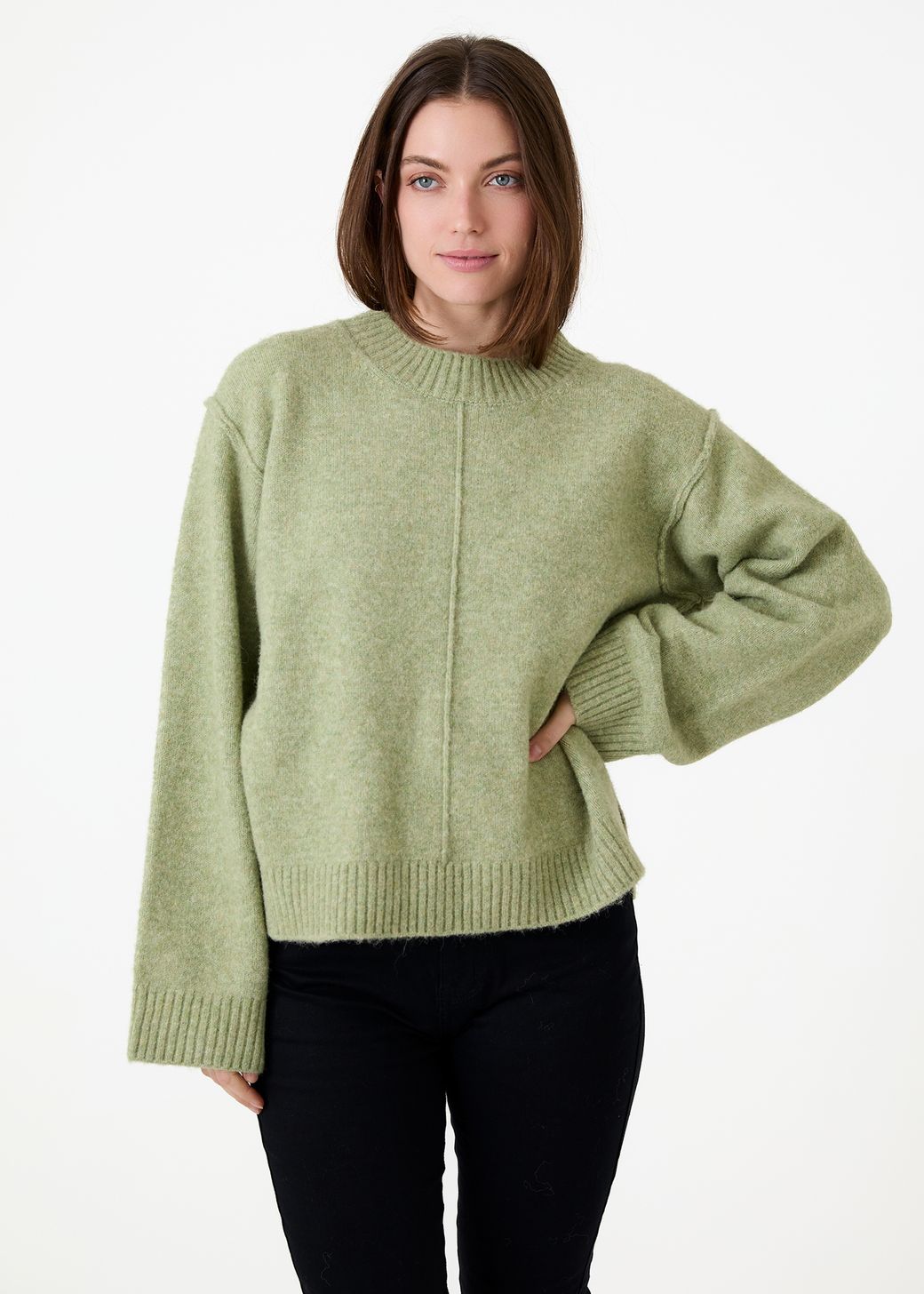Crew Neck Seam Detail Jumper