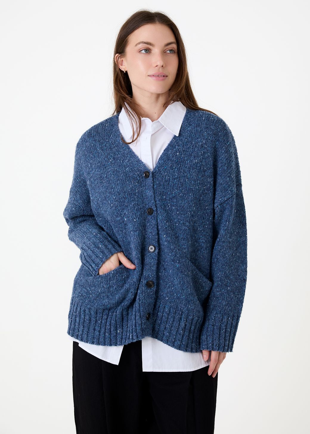 Soft Nep V-Neck Cardigan