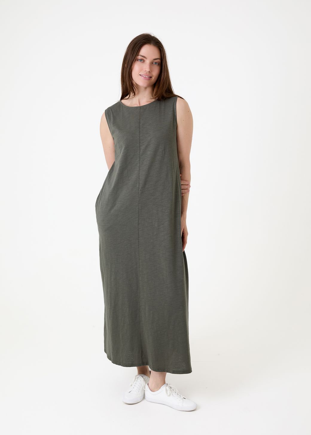 Slub Jersey A-Line Maxi Dress