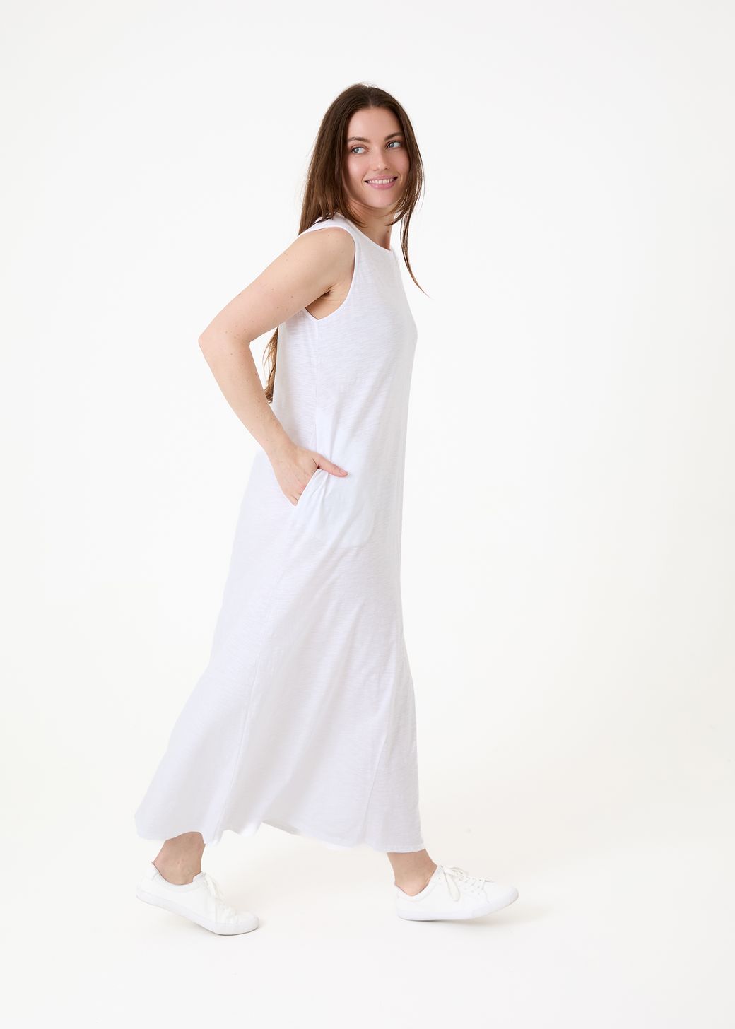Slub Jersey A-Line Maxi Dress