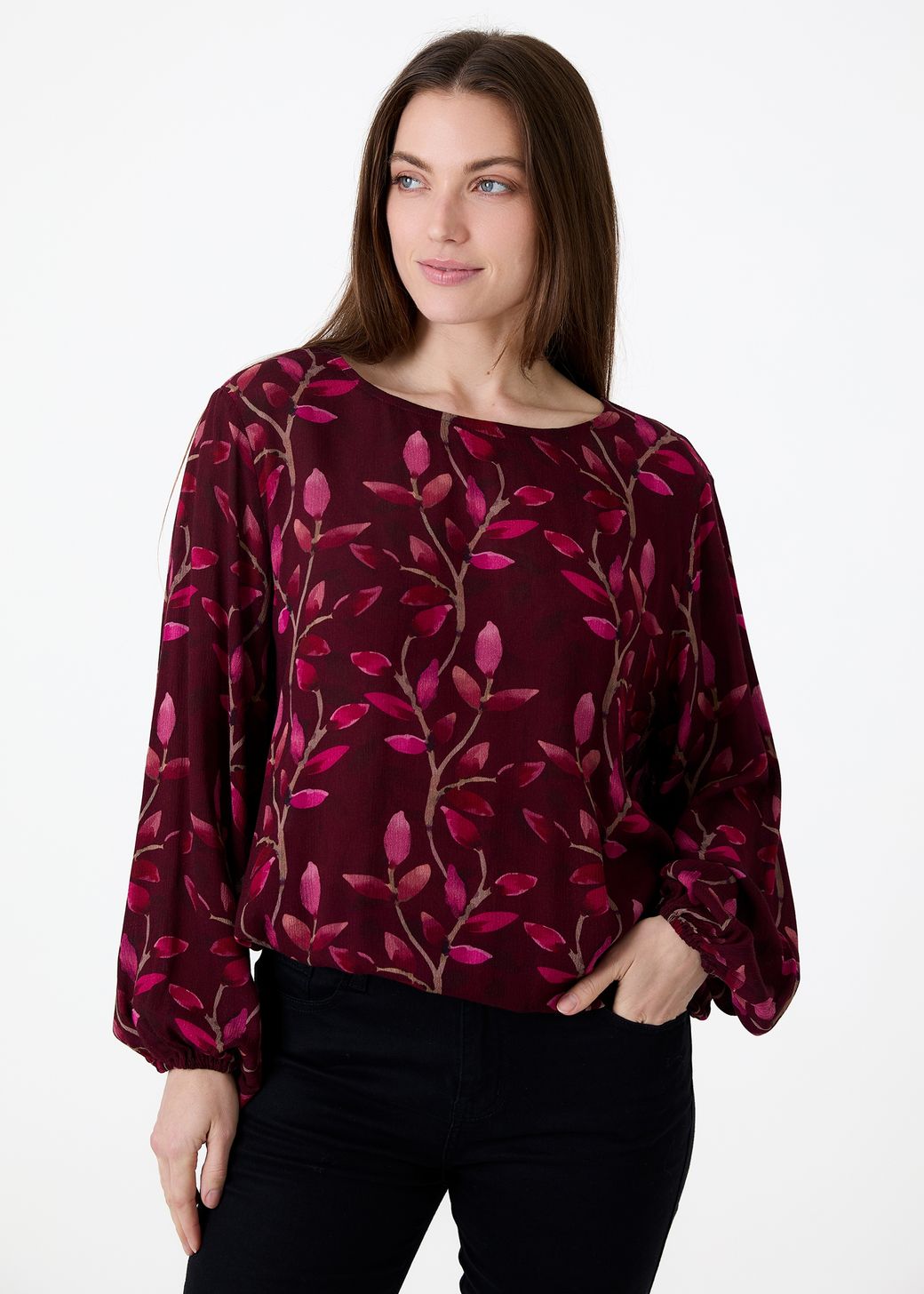 Watercolour Vines Elasticated Hem Blouse
