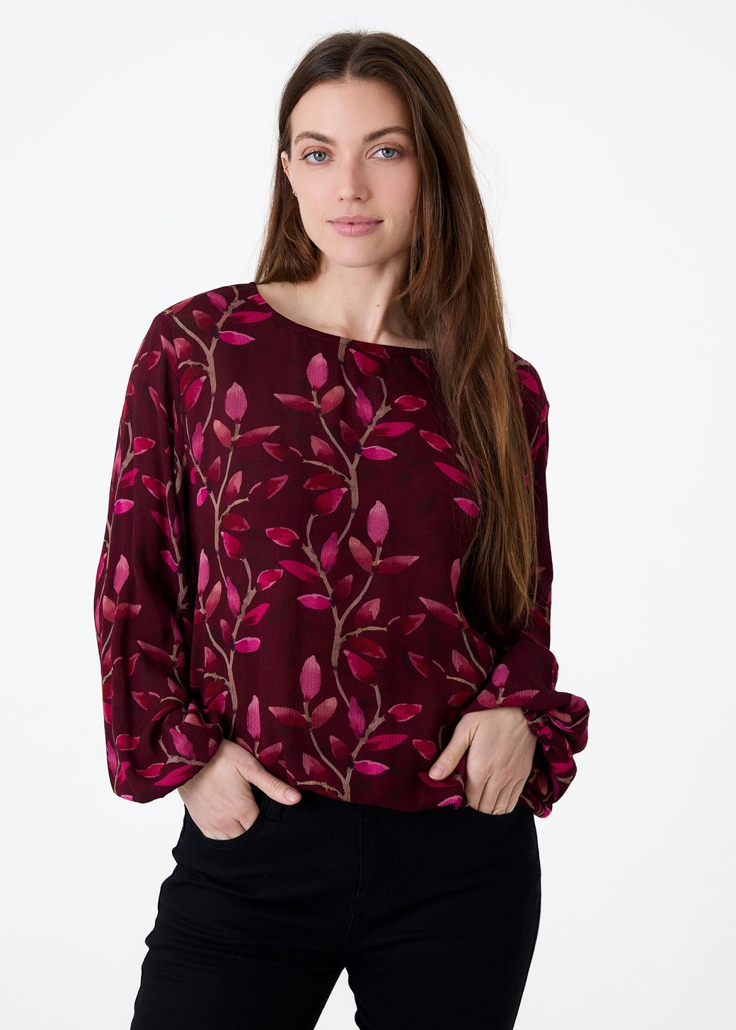 Watercolour Vines Elasticated Hem Blouse