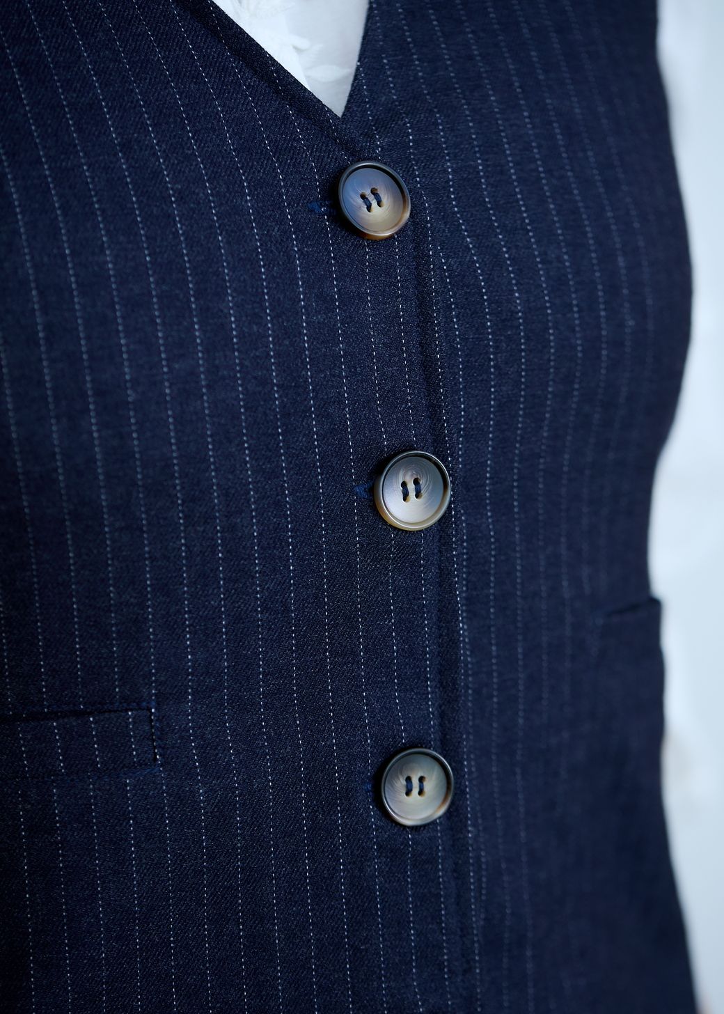 Simple Pinstripe V Neck Waistcoat