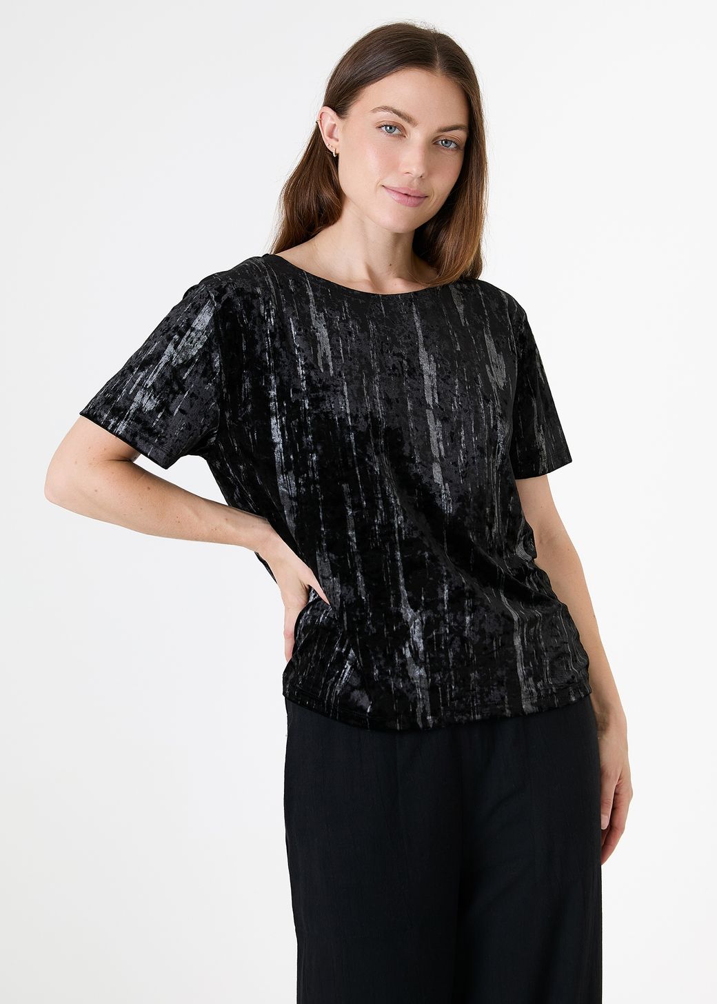 Crushed Velvet Print T-Shirt