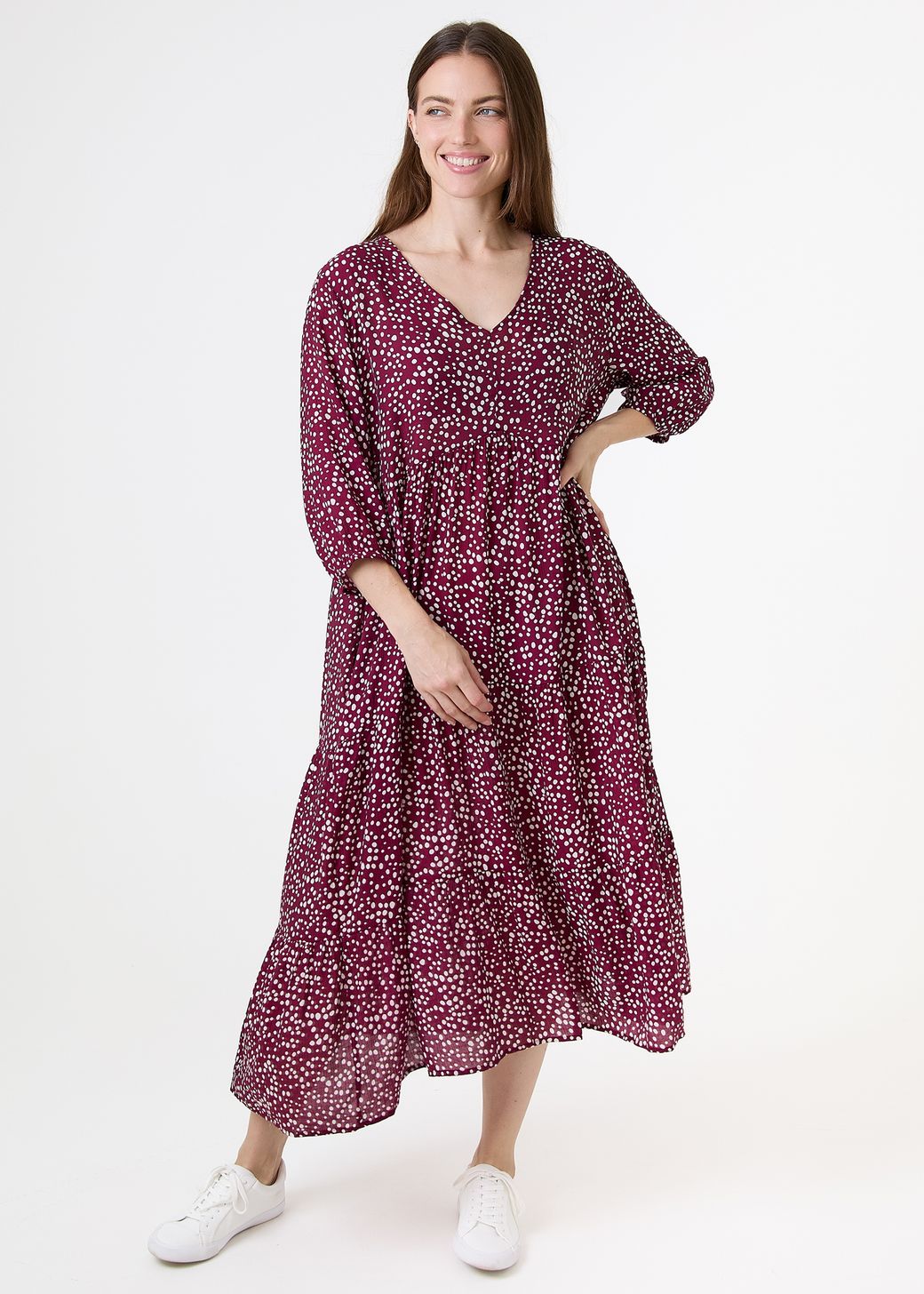 Mixed Ditsy Spot Tiered Dress