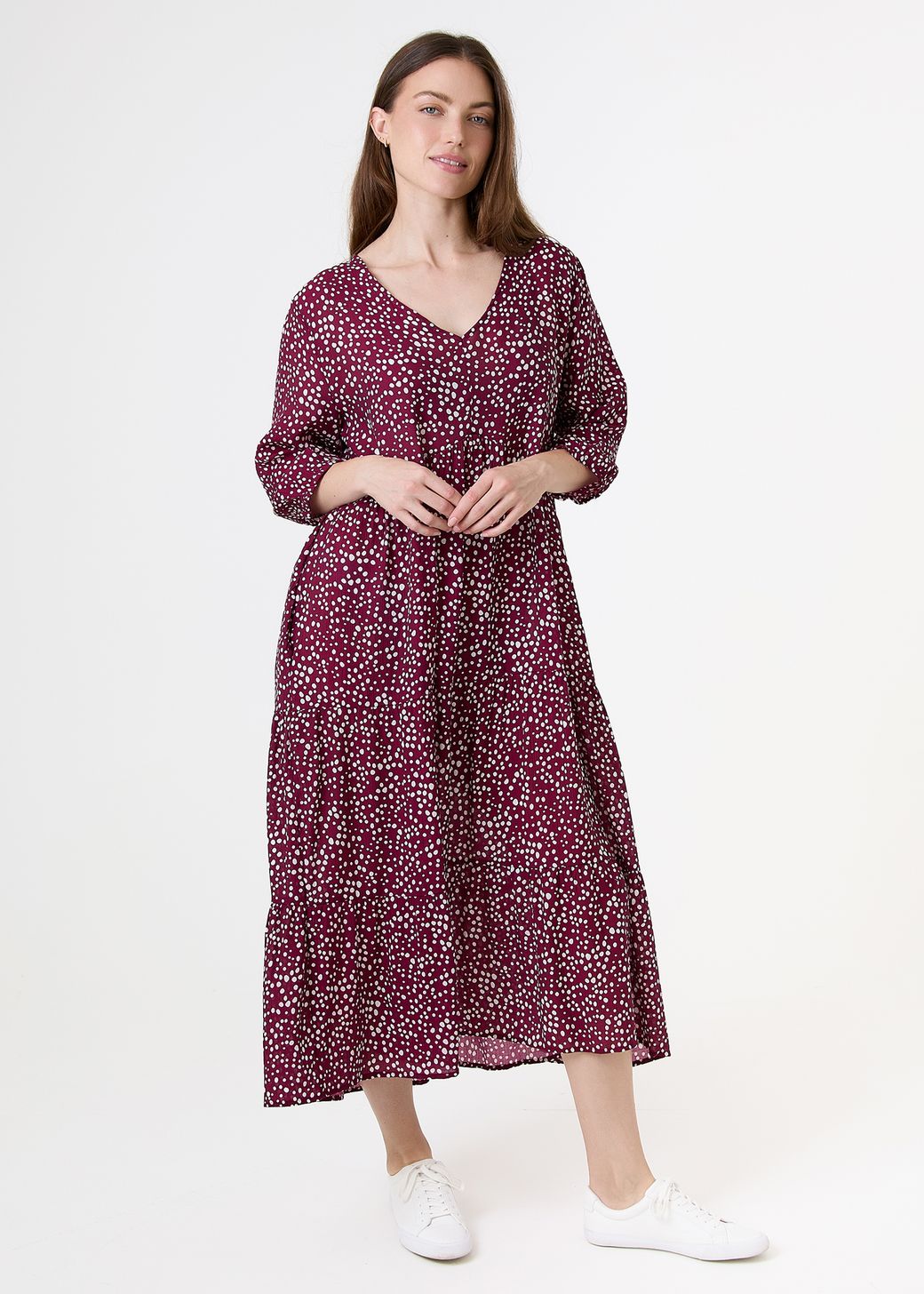Mixed Ditsy Spot Tiered Dress