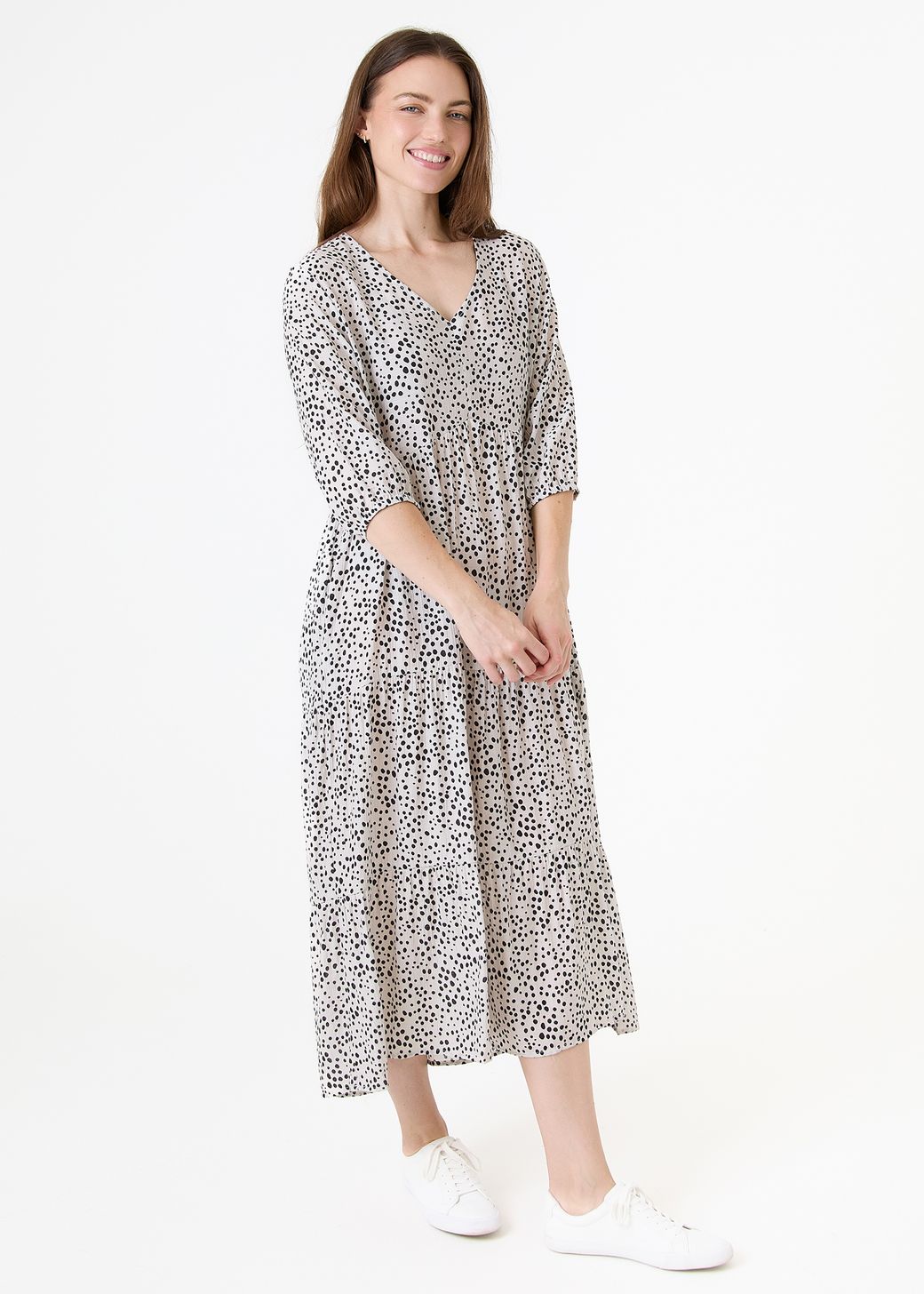Mixed Ditsy Spot Tiered Dress