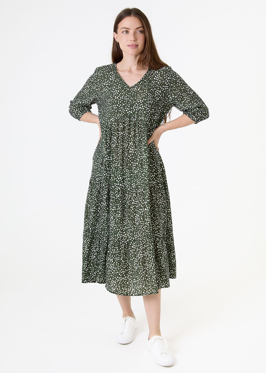 Mixed Ditsy Spot Tiered Dress