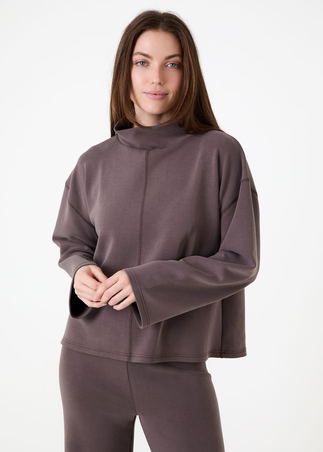 Luxe Jersey Funnel Neck Sweatshirt