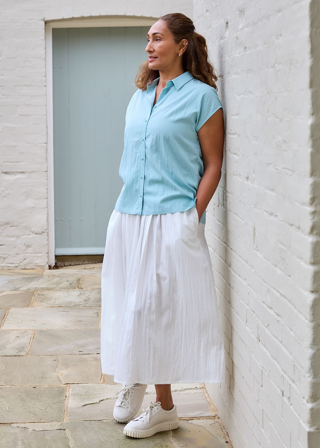 Cap Sleeve Button Through Shirt