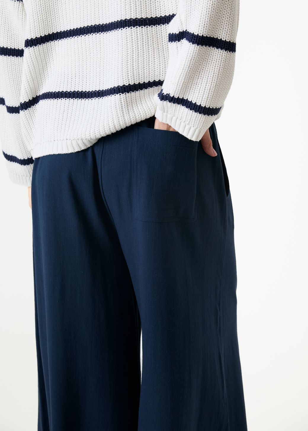 Linen Viscose Elastic Waist Culottes
