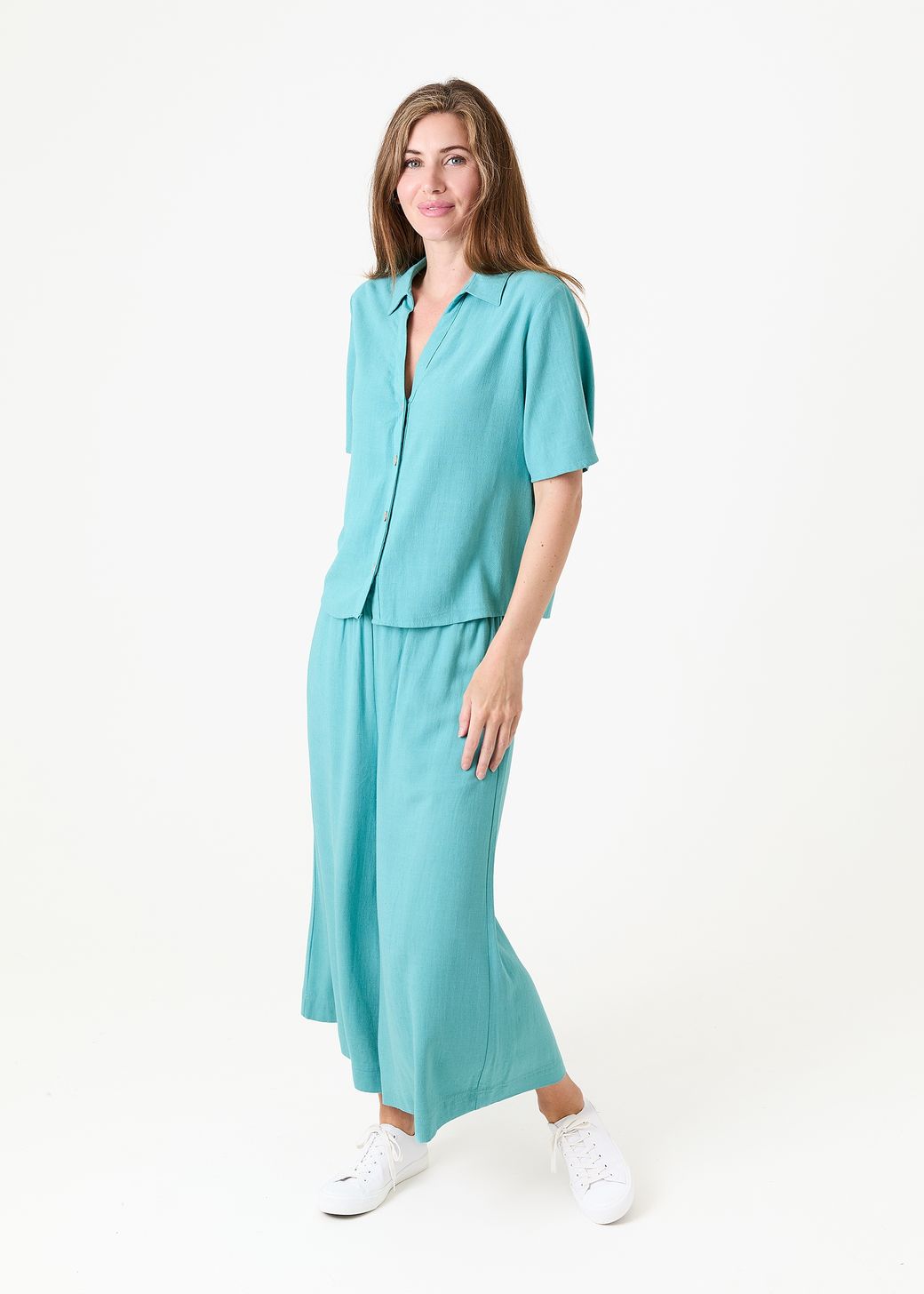 Linen Viscose Elastic Waist Culottes