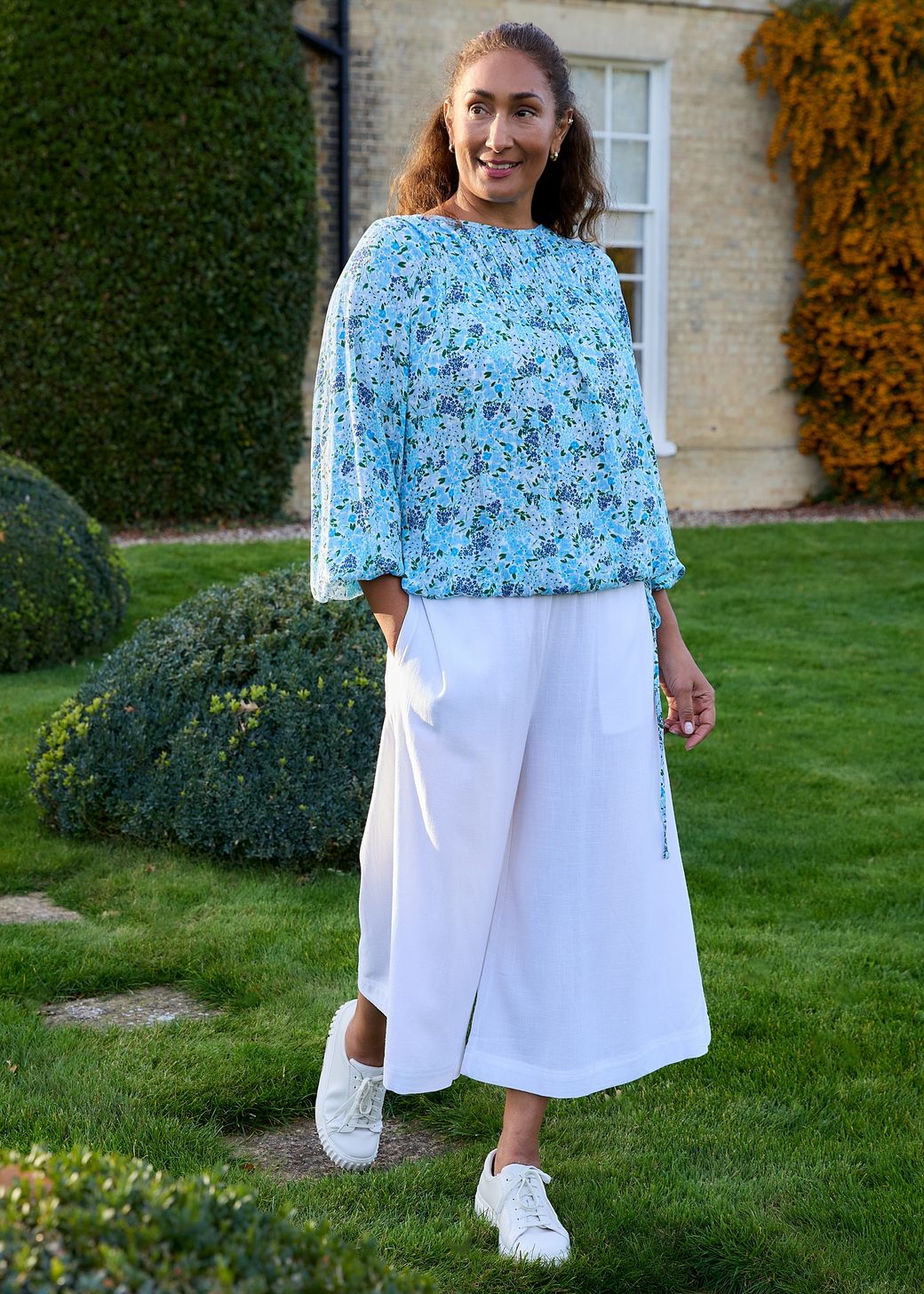 Linen Viscose Elastic Waist Culottes