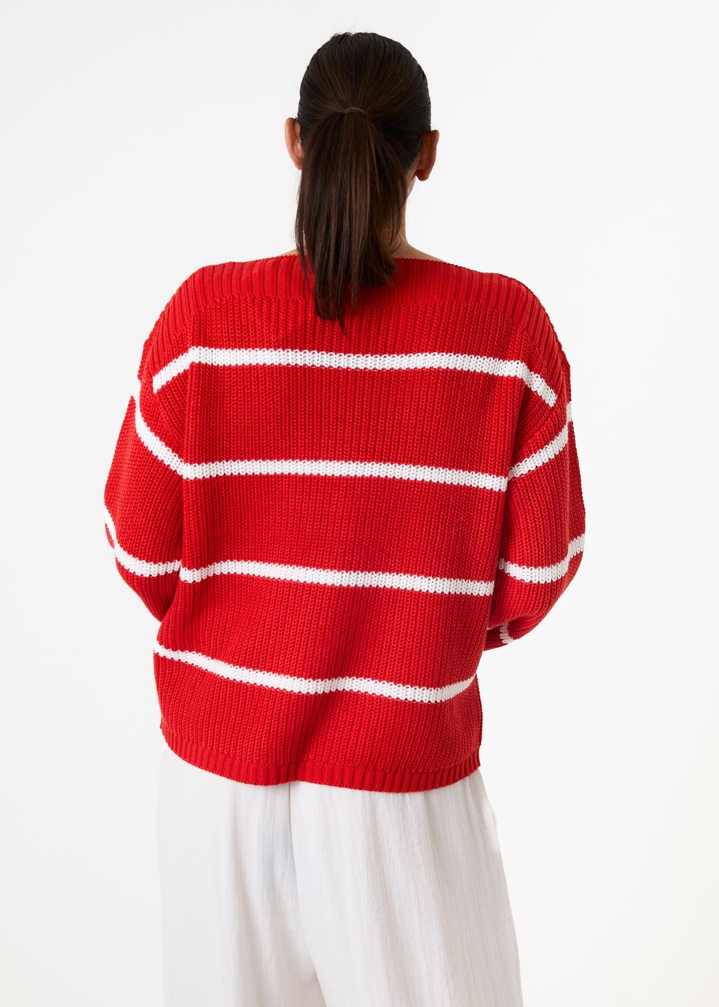 Cotton Mix Boat Neck Stripe Jumper