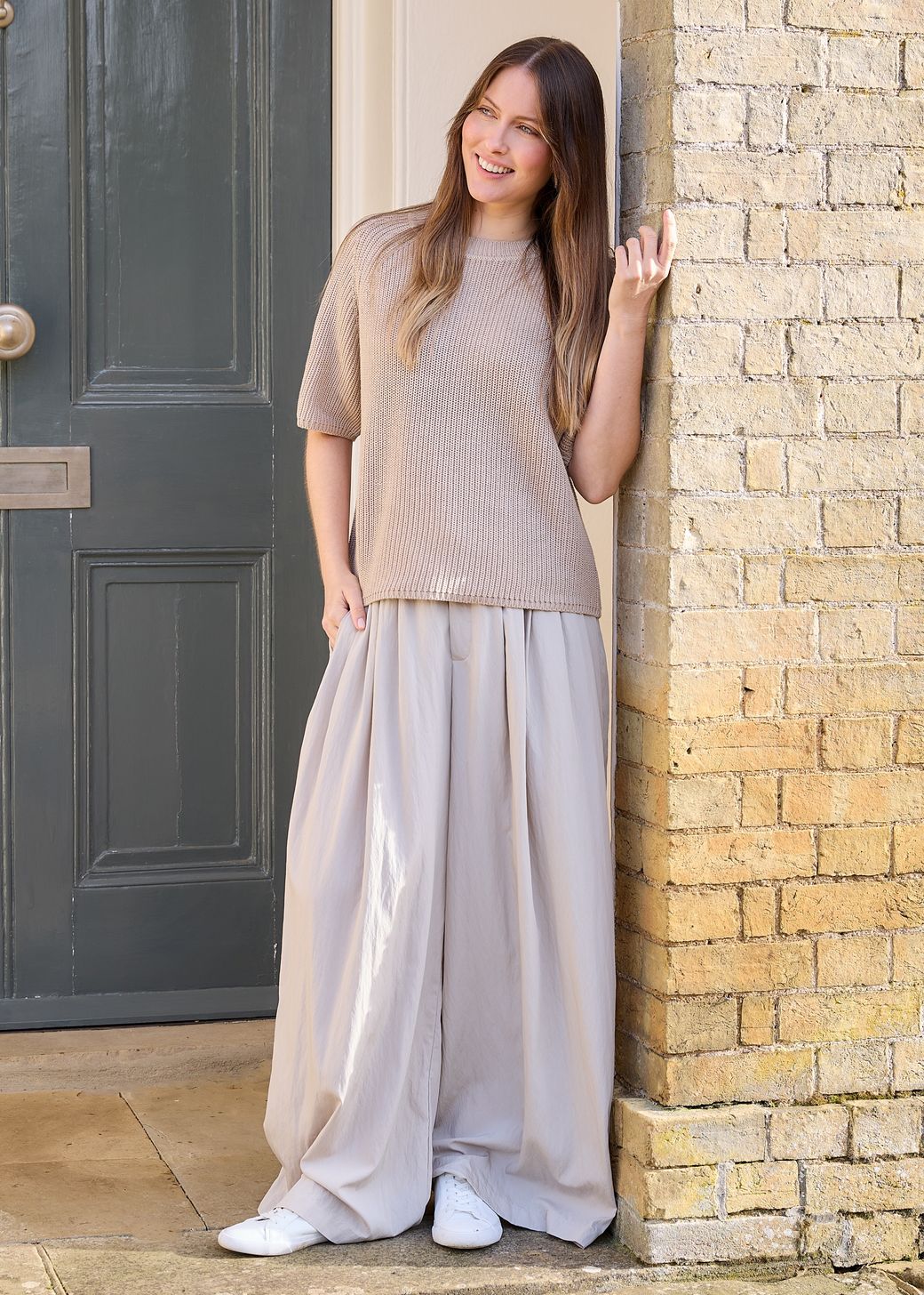 Cotton Mix Rib Short Sleeve Raglan Jumper