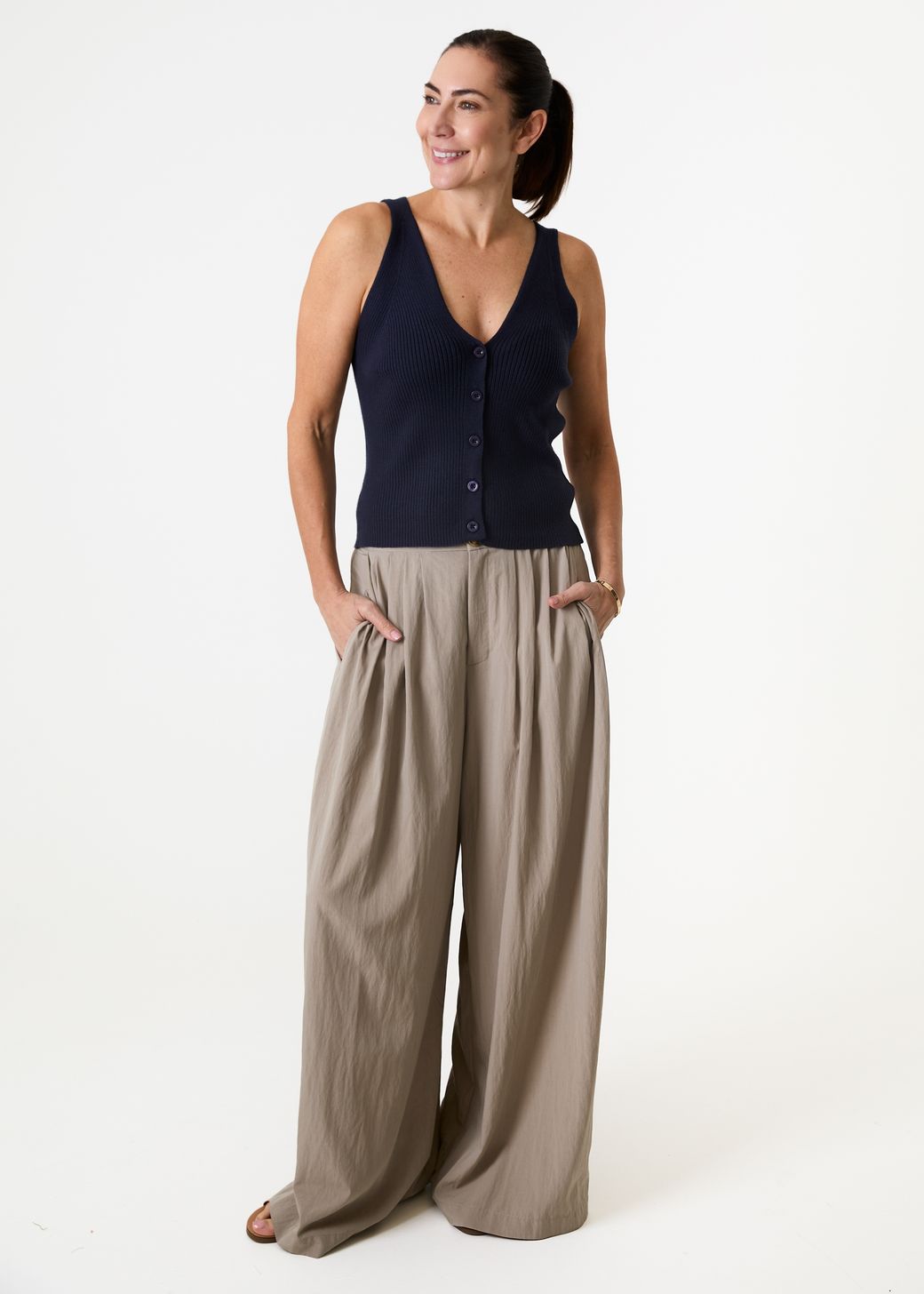 Cashmere Like v Neck Button Through Knitted Vest