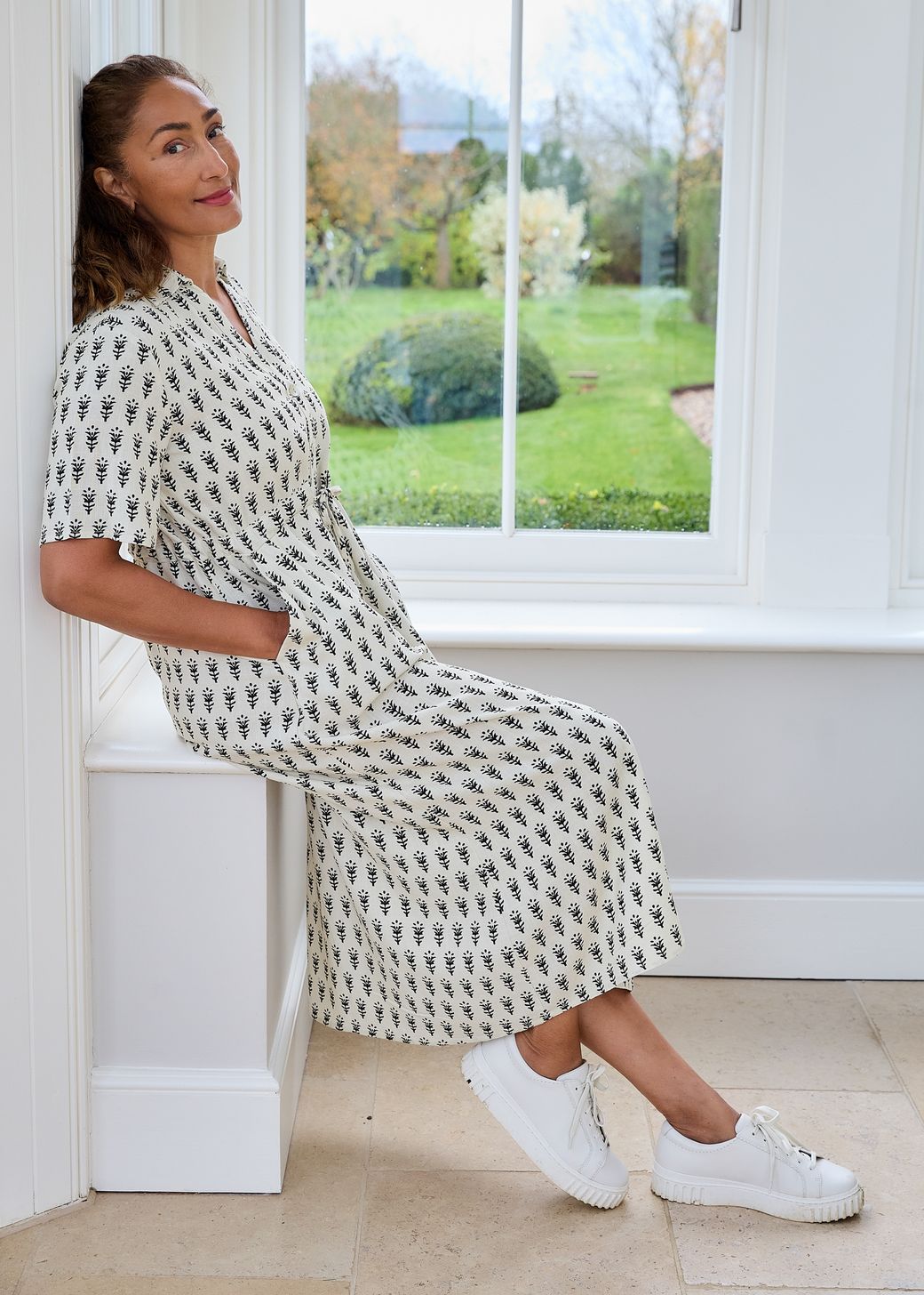 Dainty Floral Block Print Button Through Shirt Dress