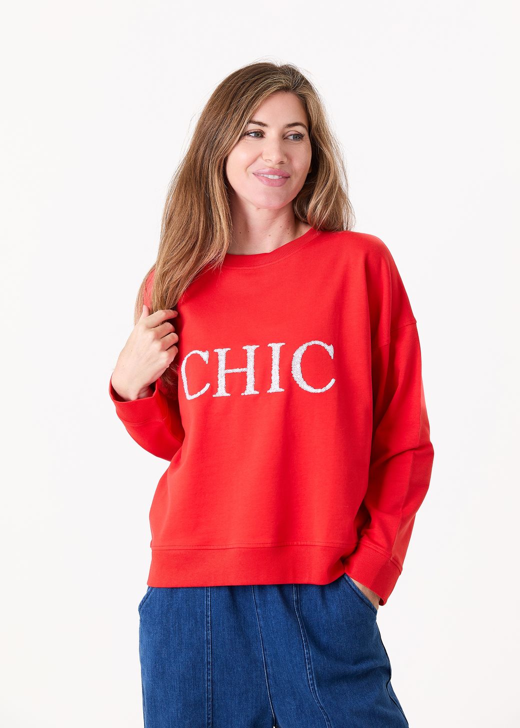 Chic Sequin Crew Neck Sweatshirt