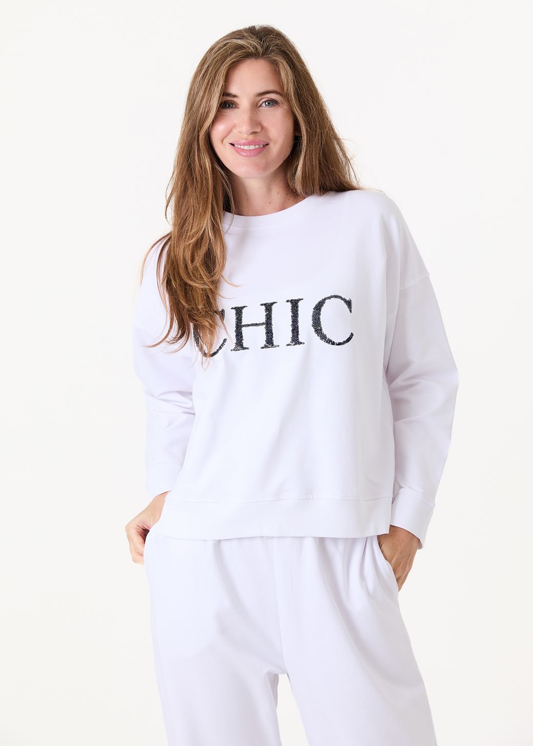Chic Sequin Crew Neck Sweatshirt