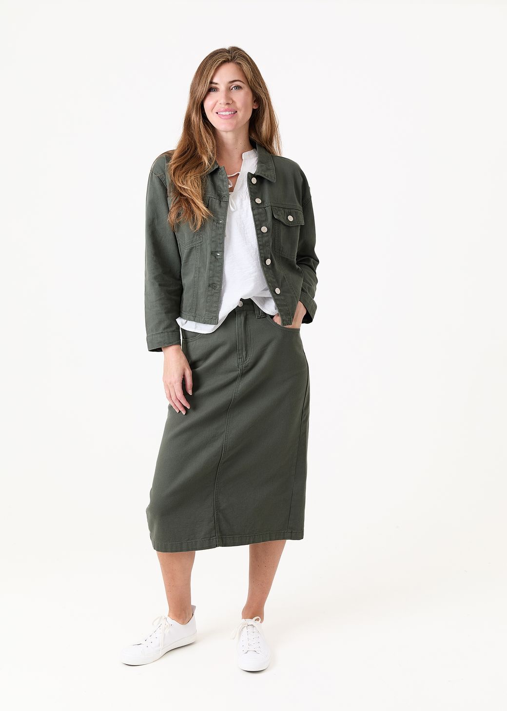 Cotton Twill Boxy Collar Jacket