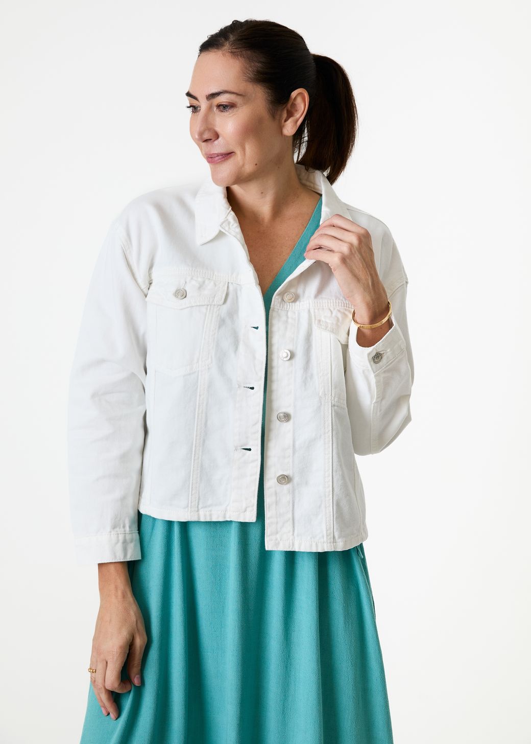 Cotton Twill Boxy Collar Jacket