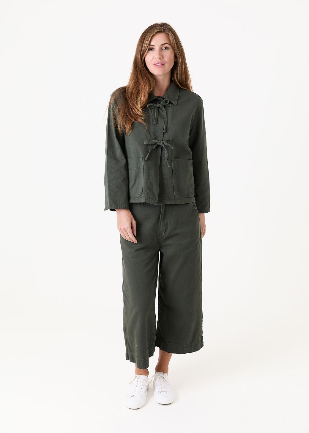Cotton Twill Cropped Wide Leg Elasticated Back Jean