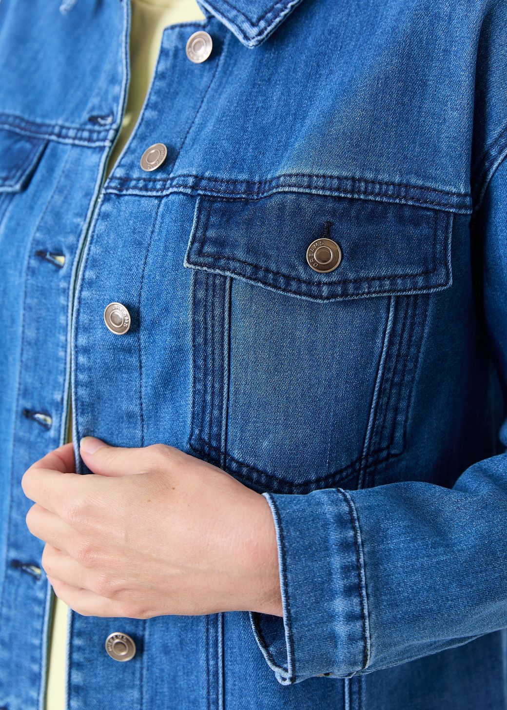 Denim Boxy Collar Jacket