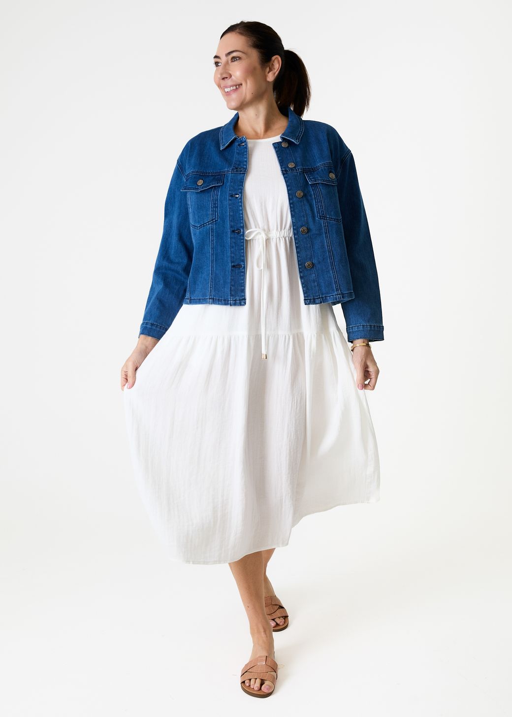 Denim Boxy Collar Jacket