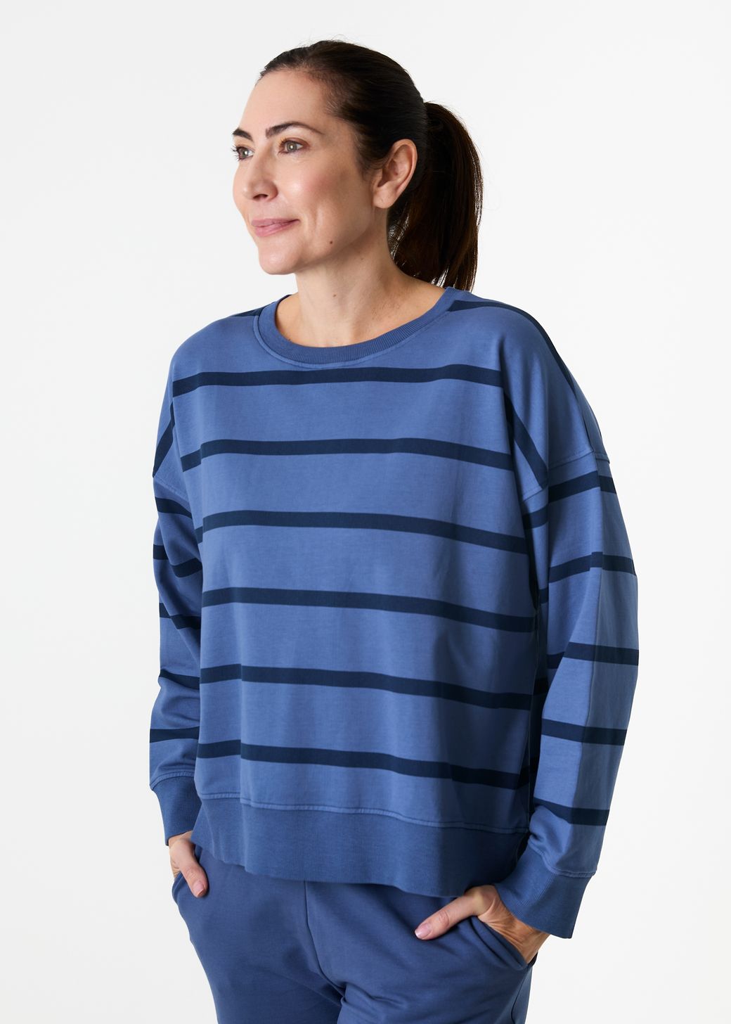 Stripe Crew Neck Sweatshirt