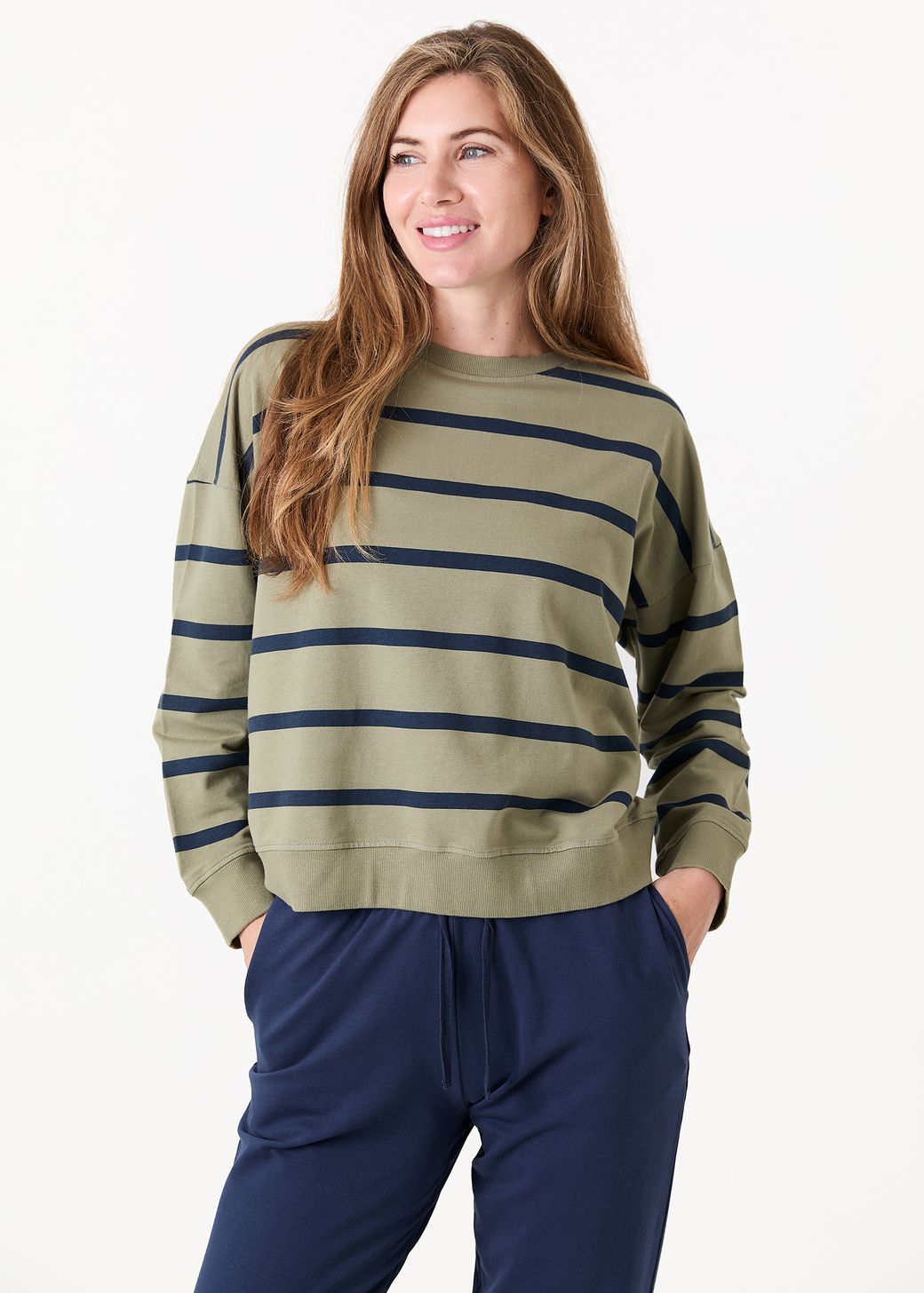 Stripe Crew Neck Sweatshirt