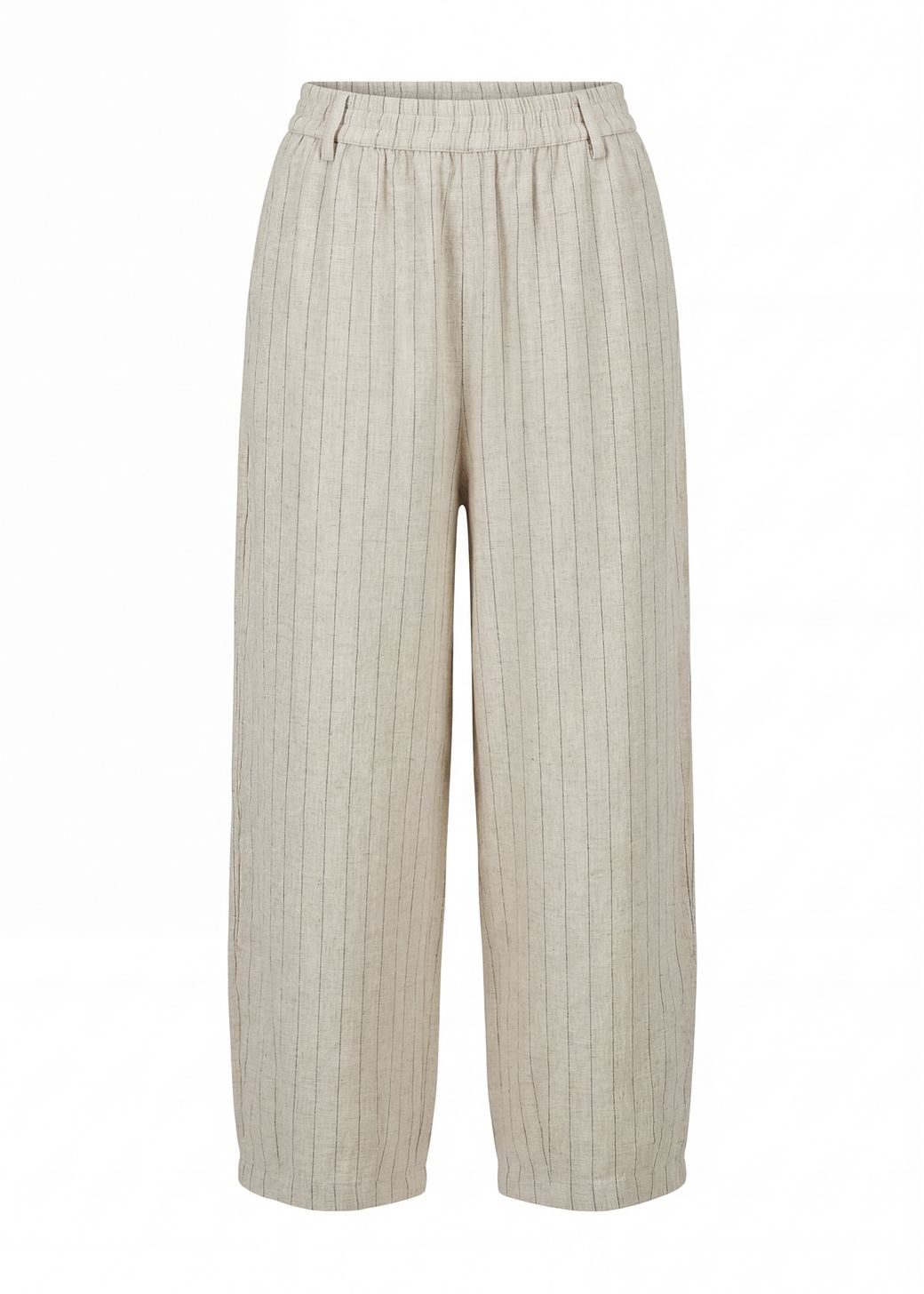 Linen Pinstripe Cropped Barrel Leg Trouser