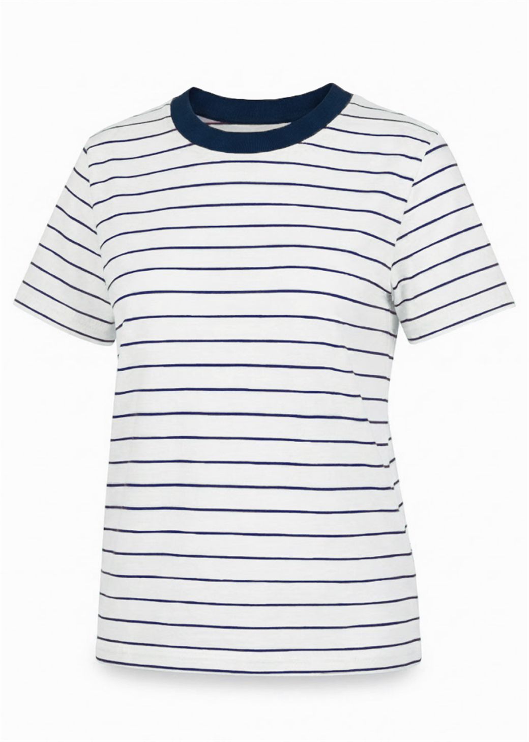 Thin Stripe Semi Fitted Short Sleeve T-Shirt
