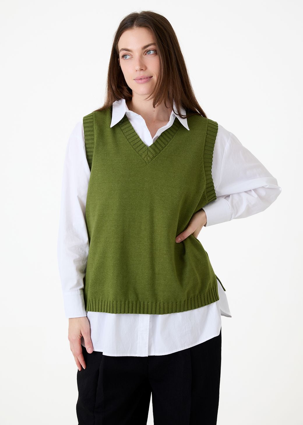Cashmere Like V Neck Tank Top