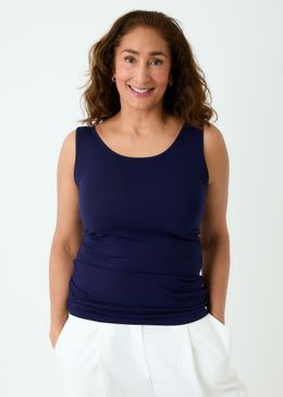 Bamboo Jersey u Neck Vest - Navy Blue - front view