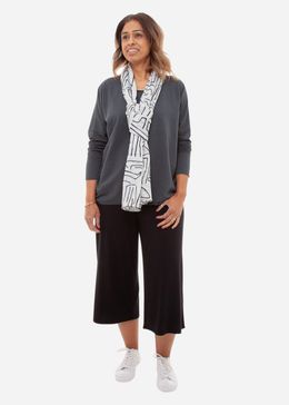 Random Geo Scarf - Ivory/Black - front view
