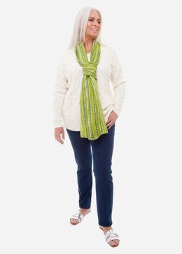 Spotty Stripe Scarf - Kiwi Green - front view