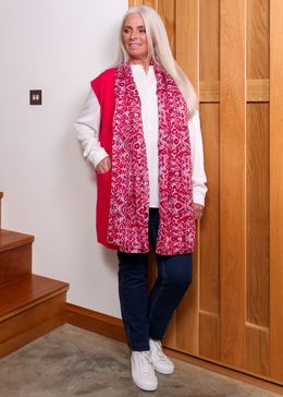 Tonal Wallpaper Scarf - Raspberry - front view