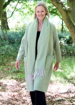Herringbone Jacquard Scarf - Leaf Green - front view