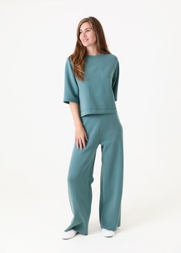 Luxe Jersey Boxy Short Sleeve Sweatshirt - Sea Foam - front view
