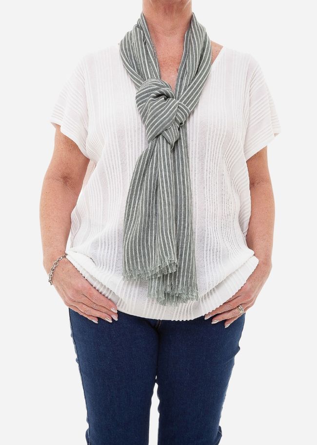 Pinstripe Scarf - Light Khaki - front view