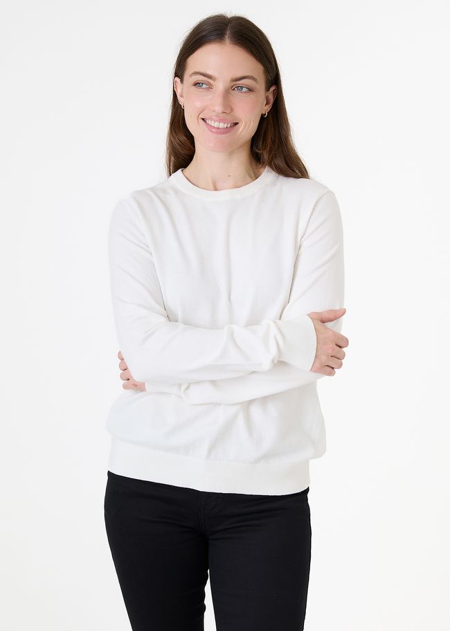 Cashmere Like C/Nk L/Sleeve Jumper - Ivory - front view