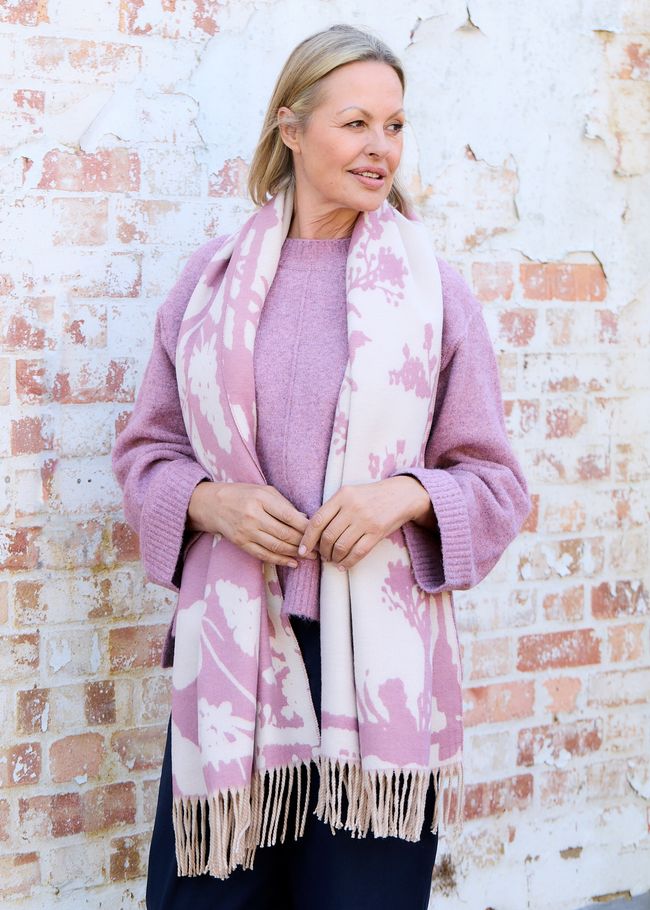 Floral Jacquard Scarf - Lilac - front view