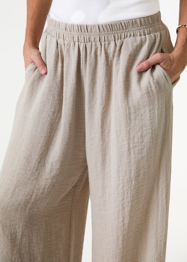 Ripple Elastic Waist Palazzo Pants - Stone - general view
