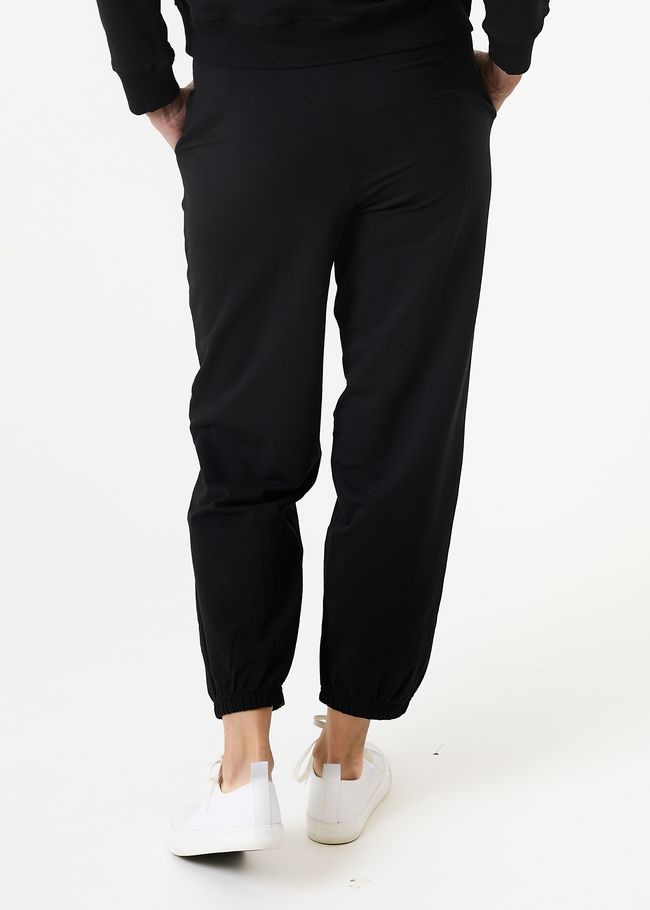 Elasticated Cuff Drawstring Joggers - Black - back view