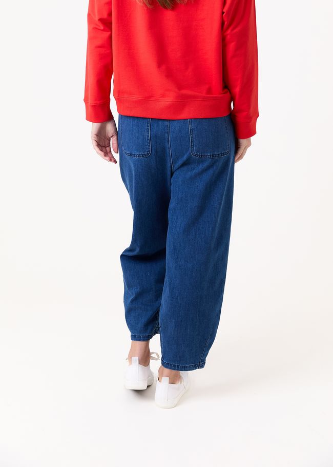 Denim Barrel Leg Trouser - Denim Blue - back view