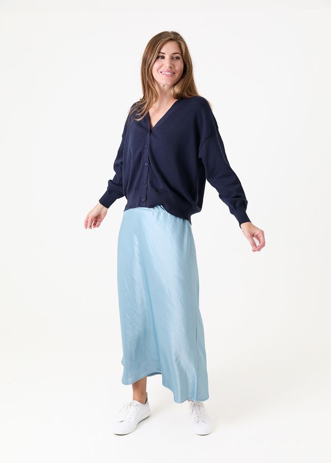 Satin Slip Skirt - Sea Foam - side body view